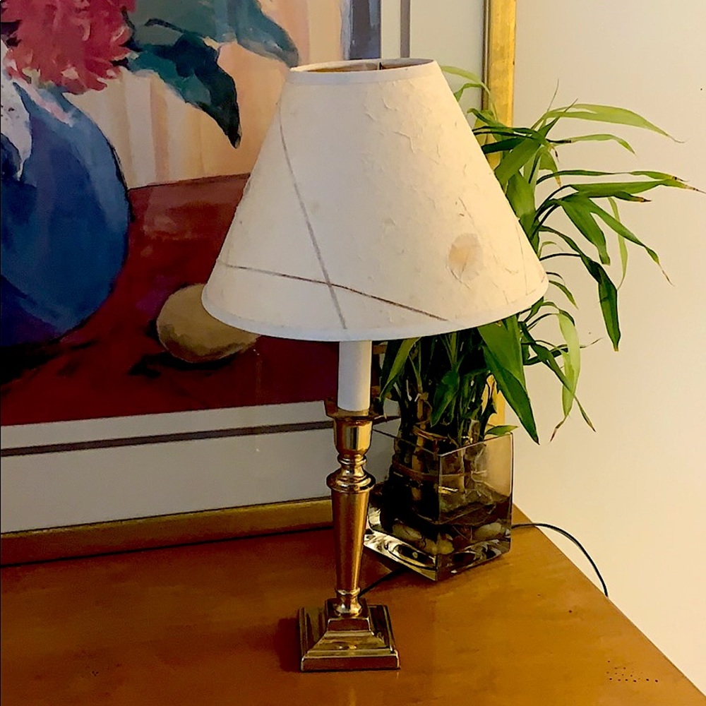 Two Vintage Laura Ashley brass lamps